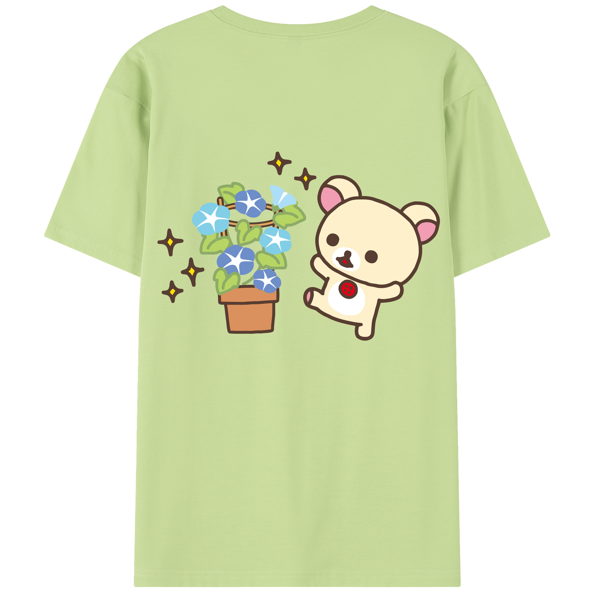 （画像用） リラックマ リラックマ キイロイトリ Rilakkuma Korilakkuma Kiiroitori 綿100％半袖Tシャツ（背面プリント）